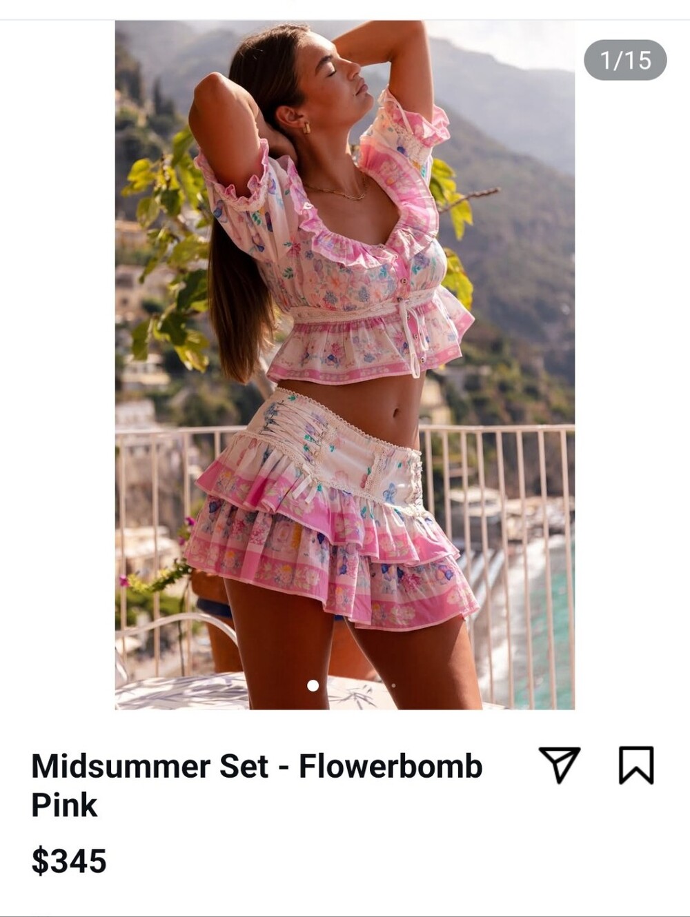 Fillyboo Pink Floral Ruffle Mini Skirt Set